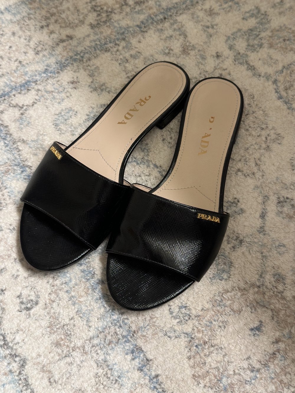 Prada Black Slide Sandals - Women's Leather Open Toe Mule